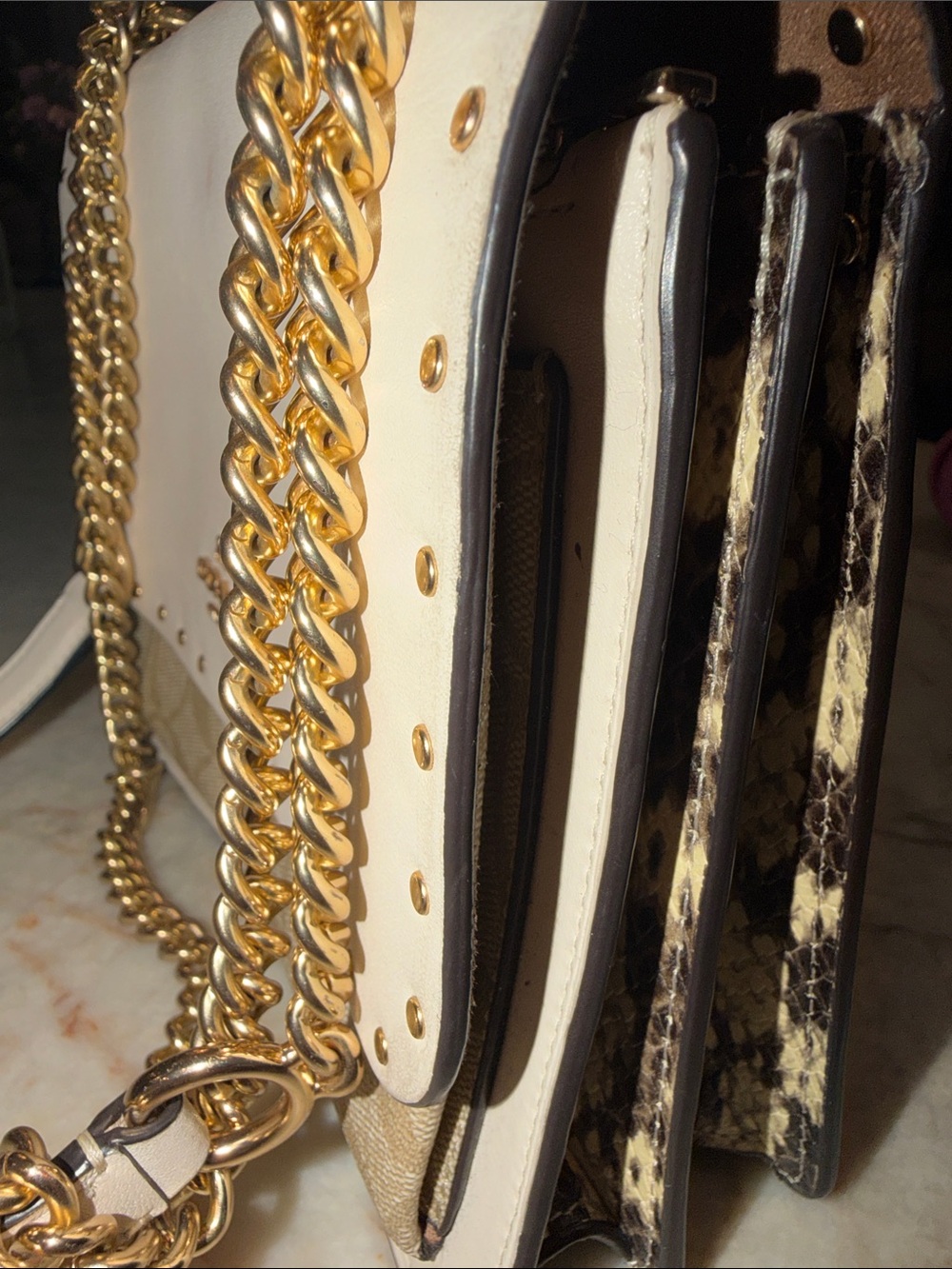 COACH -Klare crossbody. Soft, beige and khaki-Blended Item/snake skin trims - Picture 8 of 9